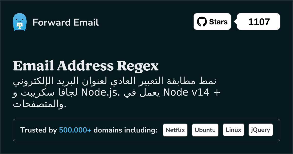 البريد الإلكتروني Regex JavaScript و Node.js