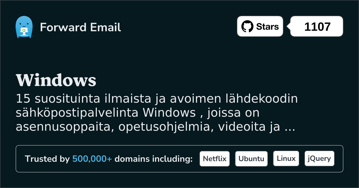 15 suosituinta avoimen lähdekoodin sähköpostipalvelinta Windows vuonna 2025