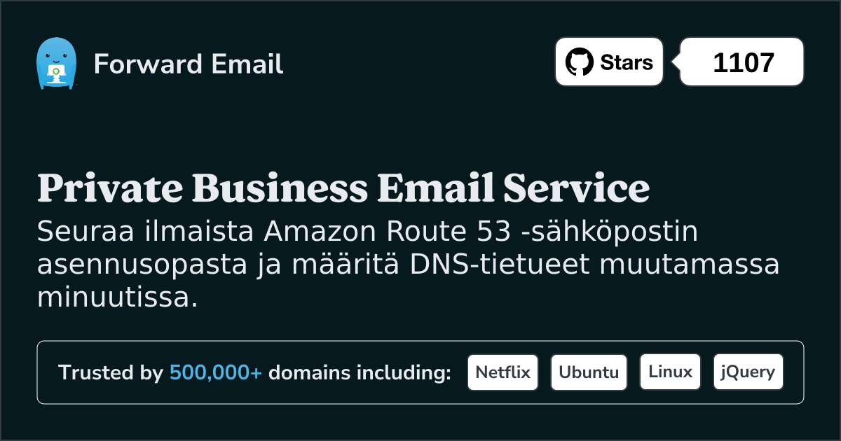 Sähköpostin määrittäminen Amazon Route 53 :lla