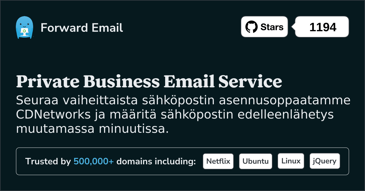 Sähköpostin määrittäminen CDNetworks :lla