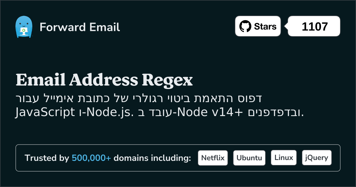 דוא"ל Regex JavaScript ו-Node.js