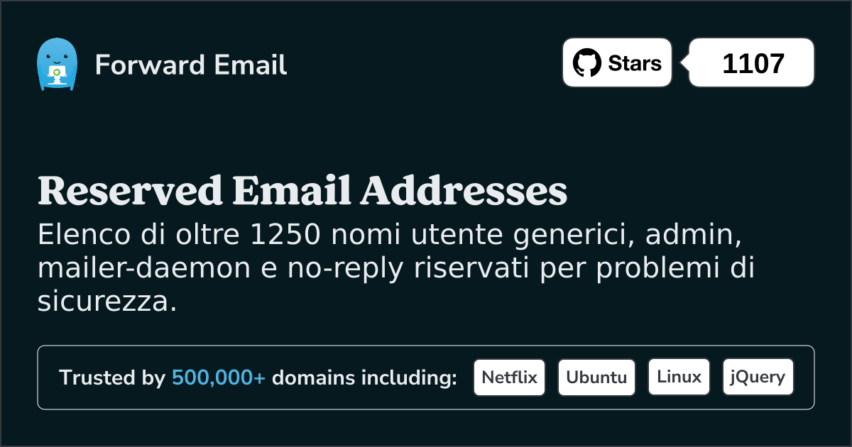 Indirizzi email riservati
