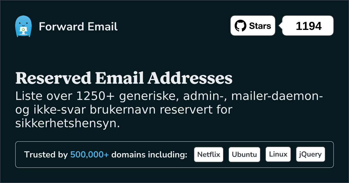 Reserverte e-postadresser