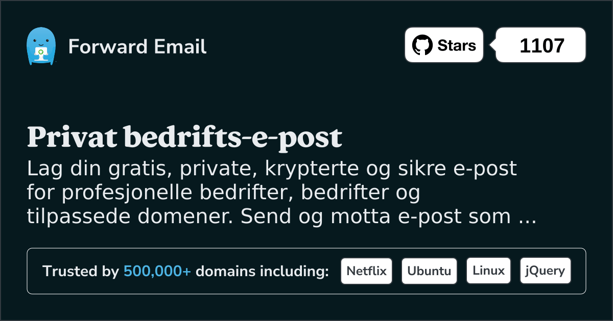 Privat bedrifts-e-post for tilpassede domener